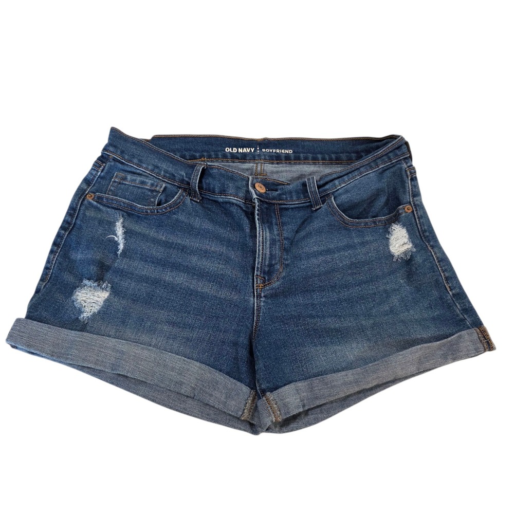 Old Navy‎ Cut Off Shorts Womens Blue 8 Denim Boyfriend Cuffed Distressed Rugged